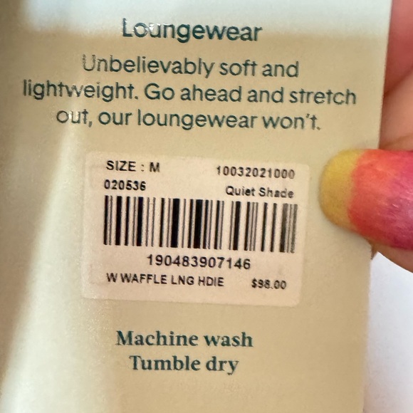 Tommy John Zen waffle knit hooded sweatshirt color, Quiet Shade Size Medium - Picture 9 of 13